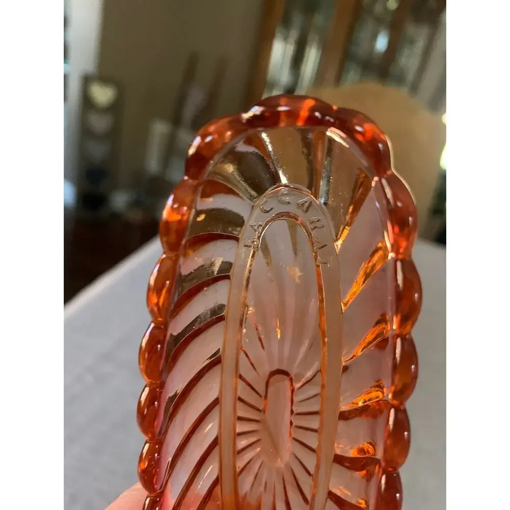 Vintage Baccarat Déposé Dresser Set | Depression Era Cranberry–Amber Glass